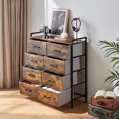 Linsy Home Dresser With 8 Drawers, Wood Top Dresser For Bedroom, Large Capacity Dressers Organizer Chest Of Drawers For Hallway, Nursery #TOP2