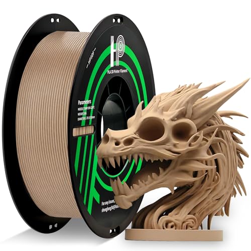 Image of HP3DF PLA Filament, Wood PLA, 3D Printer Filament, PLA Filament 1.75mm Dimensional Accuracy + /- 0.02mm, 1KG Spool (2.2 lbs), Fit Most FDM Printer (Wood)