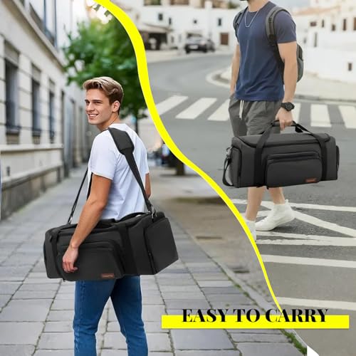 Image of Speaker Bag Compatible with JBL PartyBox On The Go & On-The-Go Essential | Portable Speaker Carry Tote with Pockets for 2 Mics, Cables & Chargers, Top & Front Openings for Playback, Bag Only, Black