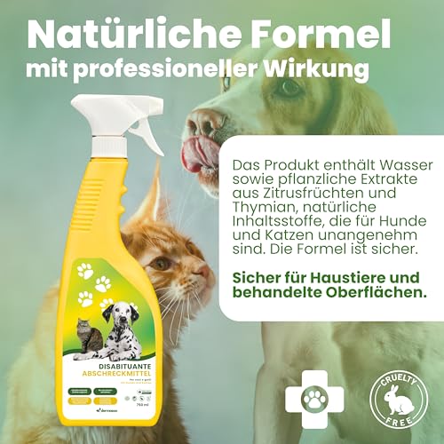 Dermazoo Katzenabwehrspray & Hundeschreck 750ml, Anti-Urin-Spray für Hunde & Katze, Katzenabwehr für Garten und Wohnung, Anti Kratz Spray Katzen, Fernhaltespray Möbel & Outdoor Katzenschreck