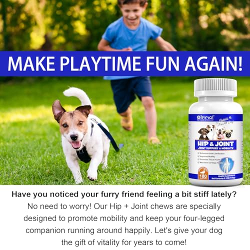 Hüft- und Gelenkergänzungsmittel für Hunde, 180 Tabletten Hunde Gelenkunterstützung & Mobilitätsergänzung, Glucosamin Chondroitin für Hunde mit ausgetrockneter Leber, Dicalciumphosphat und MSM