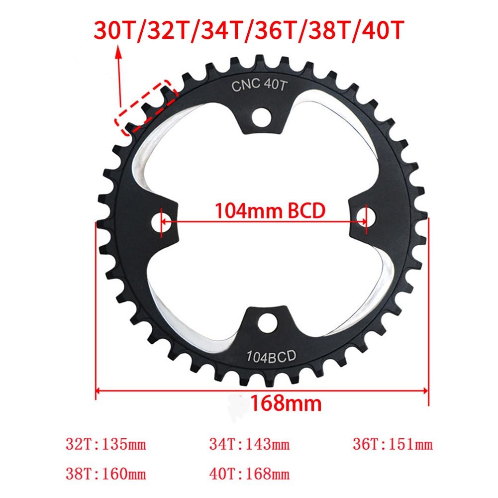 Mechanizm korbowy do roweru górskiego 152/165/170 mm, kwadratowy kołek, pojedyncza prędkość, BCD 104, korona 30/32/34/36/38/40 zębów do roweru szosowego/składanej korby, pasuje do 7/8/9