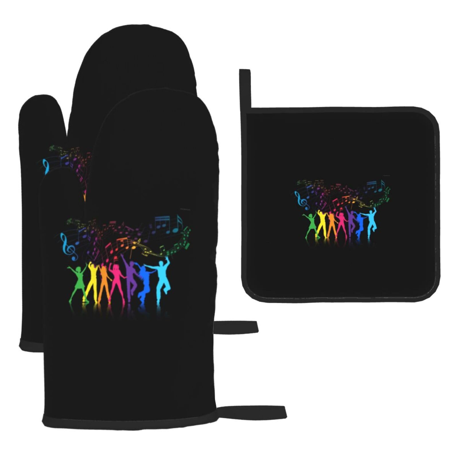 Dance With Music Print Oven Set Kitchen Gloves Baking Grilling Microwaving Cooking Gift Everyday Holiday