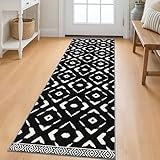 KILOCOCO Kitchen Runner Rug 2x6 Washable Runner Rug Soft Hallway Runners Non Slip Printed Distressed Laundry Room Rugs, Low-Pile Runners for Entryway Bedroom Living Room, Black