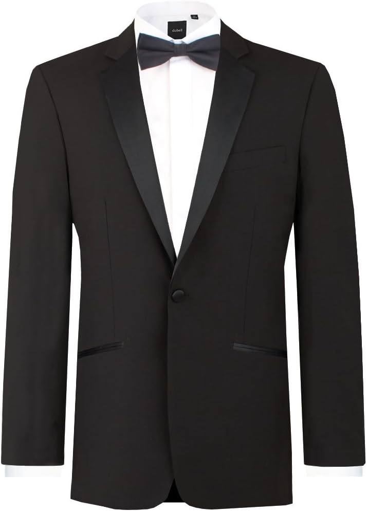 Dobell Mens Black Tuxedo Dinner Jacket Regular Fit Notch Lapel