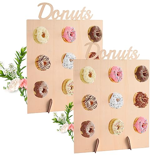 Aohcae 2 Stück Donut Wall 9 Löcher Donut Ständer Donut Stand Holz für Hochzeit Geburtstagsfeier Süßigkeitenwagen Party
