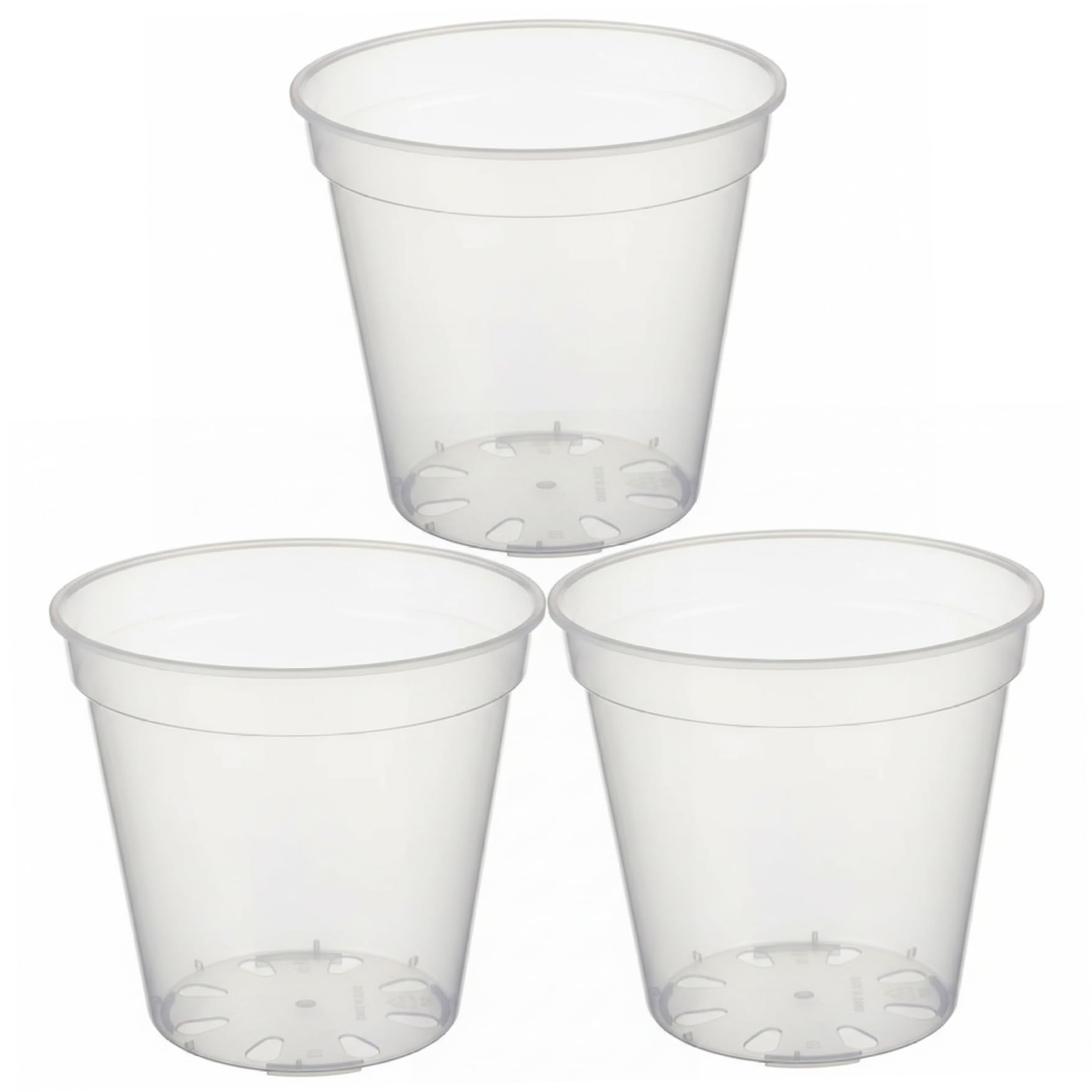 AwnsIMfreien Clear Nursery Pots with Drainage, 10 Inch Sturdy Transparent Plastic Plant Pots for Orchids, Succulents & More, 3 Pack, Clear Nursery with Drainage