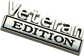3D Raised Metal 'Veteran Edition' Car Emblem (Chrome/Black Finish)