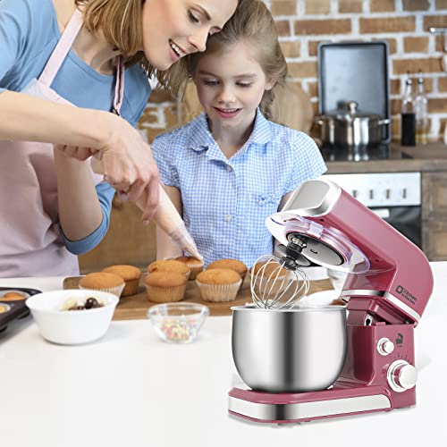 Image of Kitchen in the box Stand Mixer,3.2Qt Small Electric Food Mixer,6 Speeds Portable Lightweight Kitchen Mixer for Daily Use with Egg Whisk,Dough Hook,Flat Beater (Purplish-red)