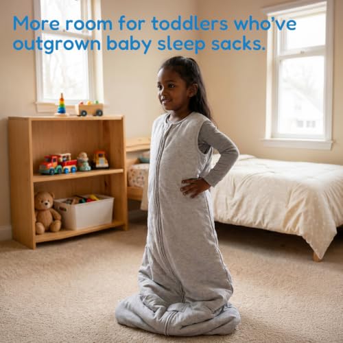 Image of TotAha Toddler Sleep Sack 1.0 TOG for 2T-3T-4T, Soft Wearable Blanket Baby Sleep Bag with 2-Way Safe Zippers,Fluffy Extra Large Sleeping Sacks, Grey