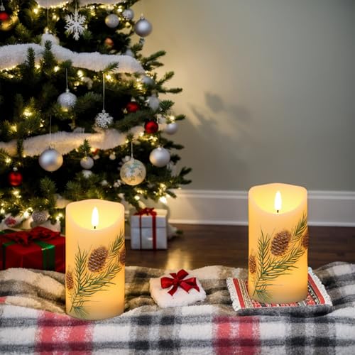 Bougies LED pomme de pin en cire avec minuterie pour déco d'automne Lot de 2