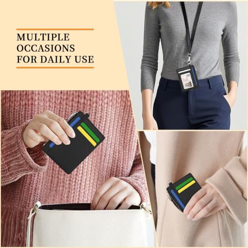 Image of Hancynir Black Minimalist Small Wallet Women Credit Card Holder Slim RFID