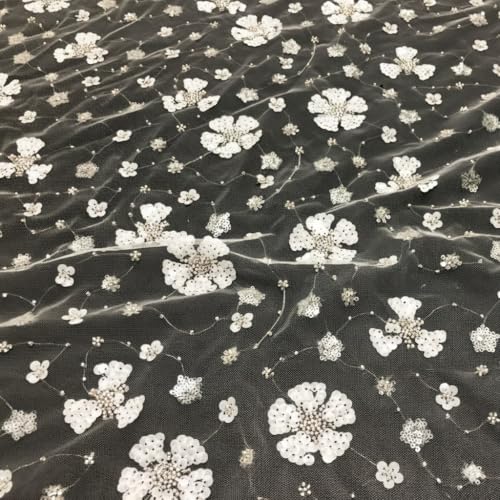 Vestidos de novia y velos elegantes con tela malla bordada cuentas plata de 5 yardas 2
