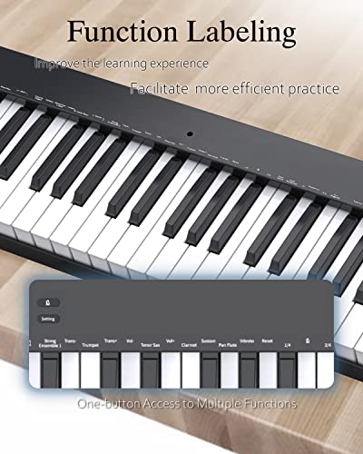 Longeye Piano Keyboard 61 Key Semi Weighted Portable Compact Keyboard Piano For Beginners With Stand, Headphones, Sustain Pedal, Carrying Case, Black #TOP6