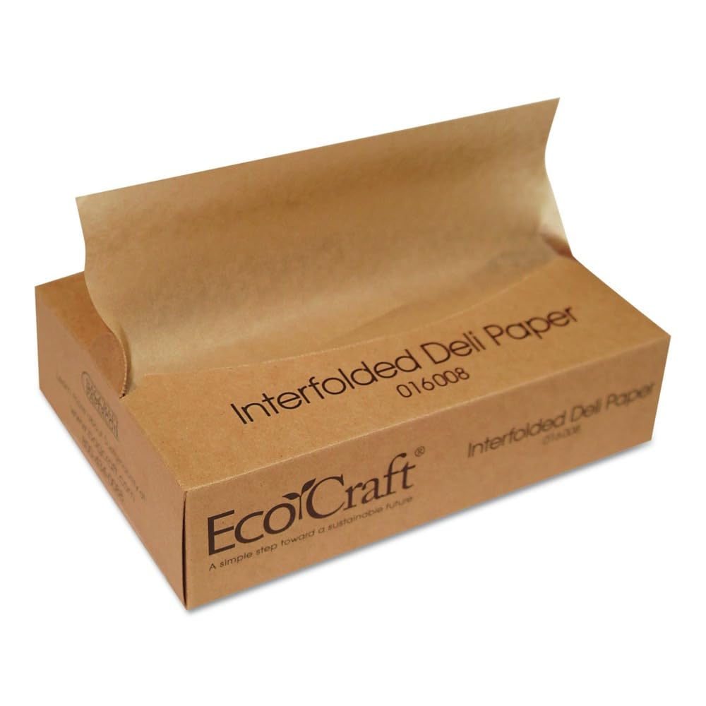 Bagcraft Papercon 016008 EcoCraft spleciony suchy papier woskowy delikatny, 25-3/4 cm długość x 20 cm szerokość, NK8 naturalny (12 opakowań po 500)