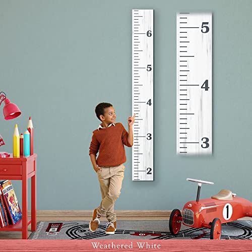 Back40Life Wooden Kids Growth Chart Ruler for Boys and Girls (The Establishment) - Weathered White