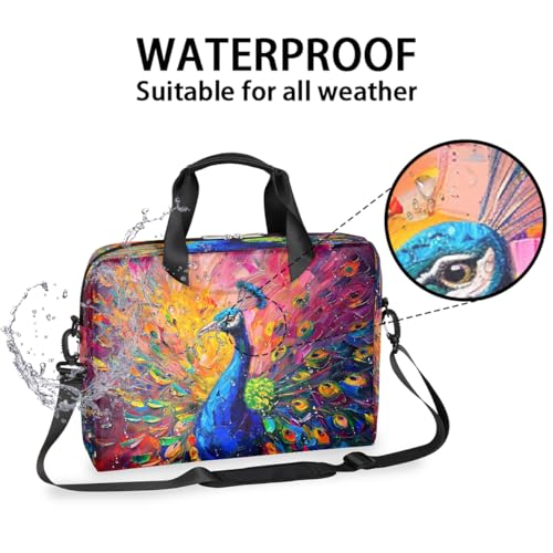 Peacock Oil Painting Laptop Bag Carrying Case 15.6 Inch Laptop Briefcase Messenger Shoulder Bag for Tablet Computer Bag for Travle Business Men Women2