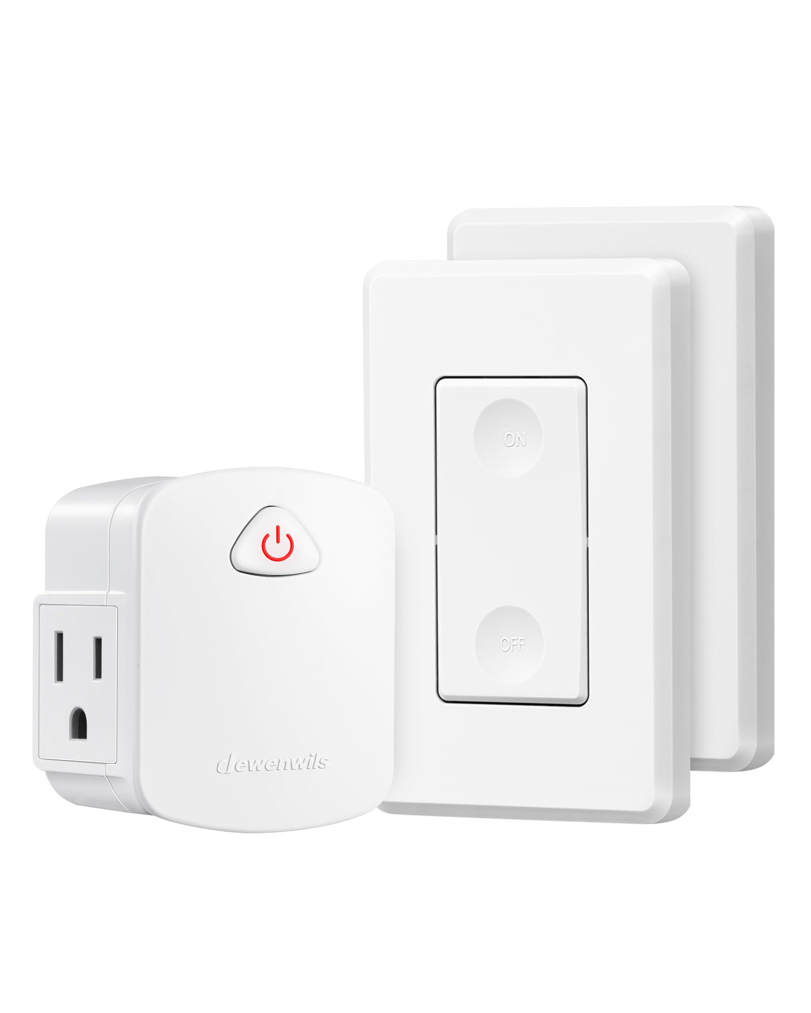 DEWENWILS Wireless Remote Wall Switch and Outlet, Remote Control Outlet Light Switch for Lamps, Fans, Expandable, 15A/1875W, 100ft RF Range, ETL Listed (1 Outlet and 2 Remotes)