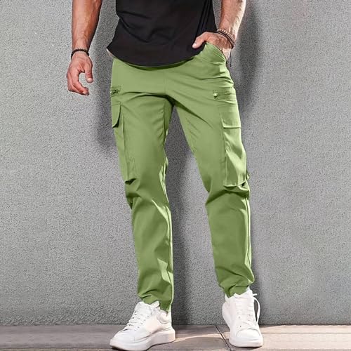 Mens Casual Cargo Pants Lightweight Relaxed Fit Elastic Waist Drawstring Hiking Work Joggers Sweatpants with Pockets2