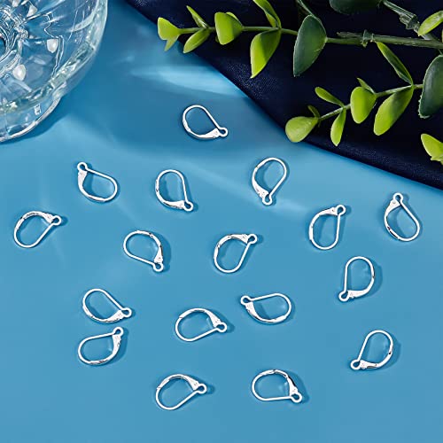 Beebeecraft 1 Box 50Pcs Leverback Earring Findings 925 Sterling Silver Plated Brass French Earring Hooks 15.5x10mm Ear Wire Clip Earring Connector for Jewellery Making - Image 4