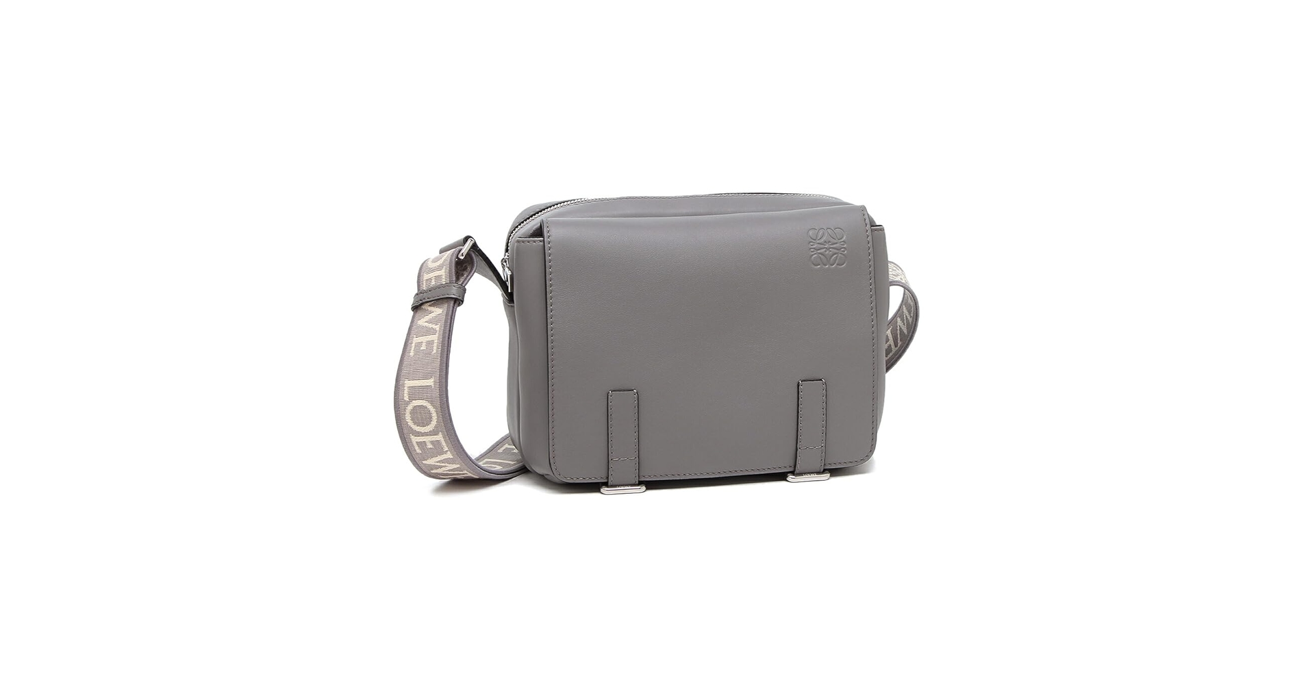 LOEWE グレー スエードバッグ バックル ジッパー トートバッグ（ソフトグレインカーフ