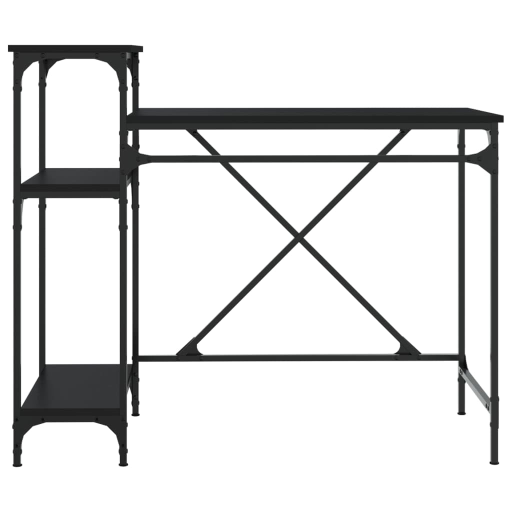 Scrivania Porta Computer con 3 Ripiani 105x50x90 cm Nera | Scrittoio salvaspazio in stile industriale con scaffali portaoggetti, ideale per studio, ufficio o camera da letto.