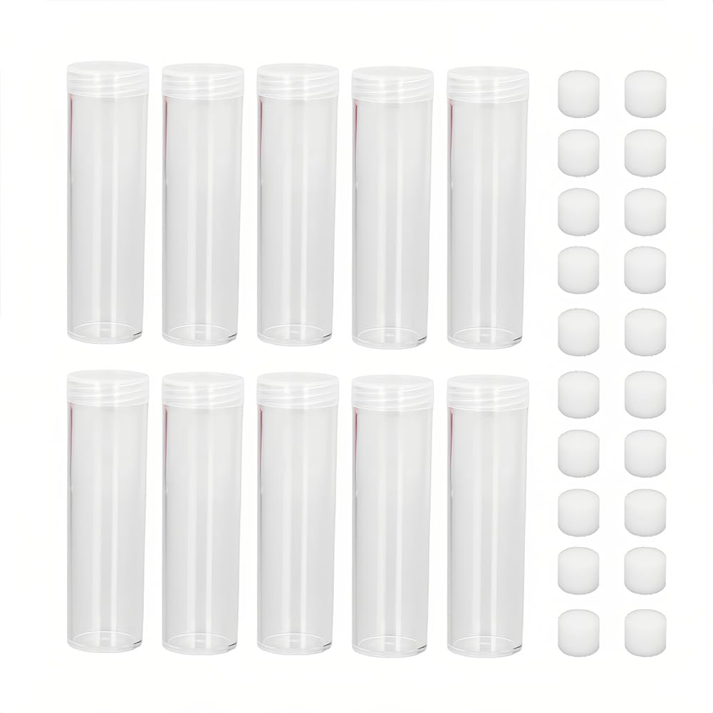 Joyzan Coin Storage Tubes, Quarter Plastic Tubes Round Penny Clear Holders Capsules Pennies Container Bank Assorted Sizes Half Dollar Organizer with