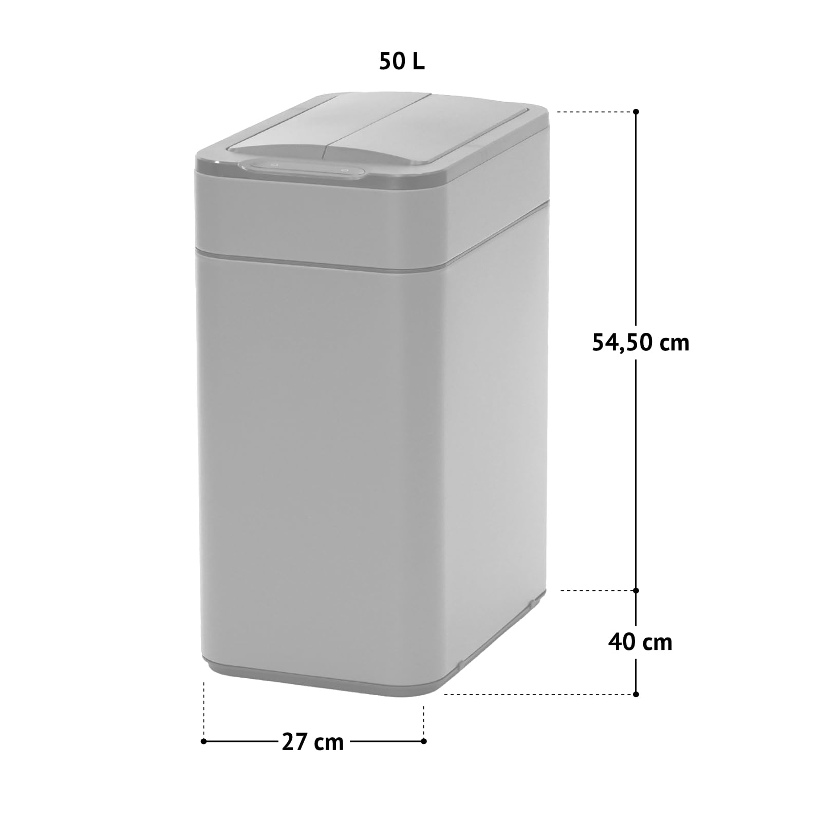 SVITA SE50L Sensormülleimer Abfalleimer Kücheneimer Automatik Mülleimer rechteckig mit Bewegungssensor Stahl 50l freistehend automatisch Grau