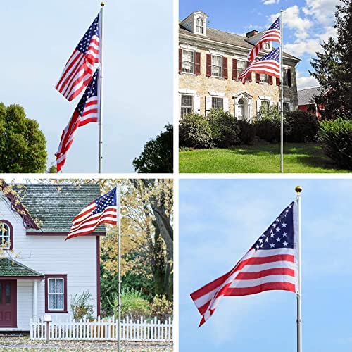 25Ft Telescopic Flag Pole Kit, Black Heavy Duty Aluminum Telescoping Flagpole, Outdoor Inground Large Telescope Flag Poles With 3X5 Usa Flag For Yard, Commercial Or Residential #TOP6