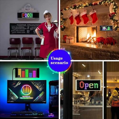 RATSTONE letrero led programable,pantalla led publicidad exterior,Pantalla flexible LED programable,92 mm x 374 mm,Luz ojo de diablo para coches y camiones,Con control por app y mando a distancia - imagen 6