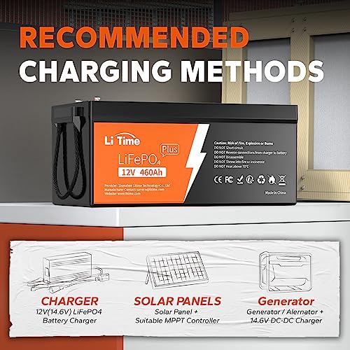 Image of Litime 12V 460Ah LiFePO4 Battery with 500A Bluetooth Smart Shunt, Group 8D