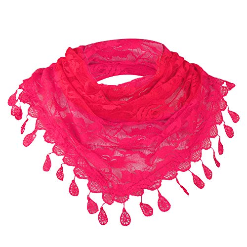 Preisvergleich Produktbild Hniunew Seidenschal Rosenschal Dreieck schal wunderschöner Damenschal mit bestickten Rosen und Ornamenten Halstuch Quaste Muster mit Langen Tuch Wickelt Schals Scarf Leicht Seidentuch
