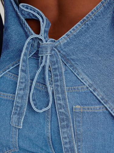 Image of Tankaneo Womens Halter Denim Vest Tops Summer Sleeveless Open Back Y2K Going Out Jean Tank Tops V Neck Button Up Waistcoat