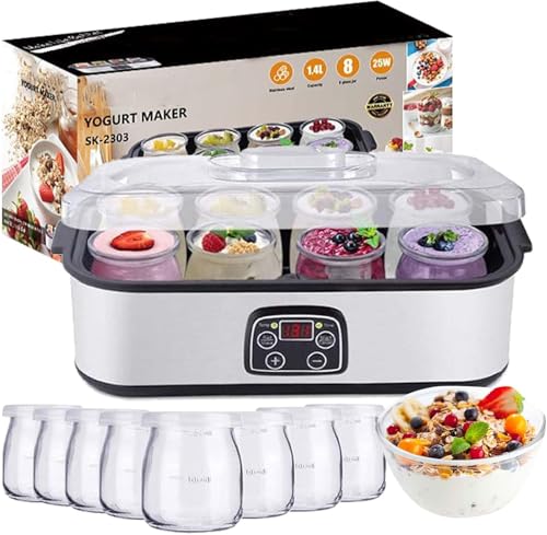 Genérico Motor de Yogur probiótico, máquina para Hacer Yogur, máquina para Hacer Yogur con Control de Temperatura y Control de Tiempo, 1400ML, máquina automática de Yogur