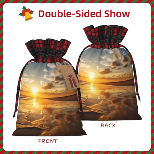 WXYBMDP Beautiful Sunrise Print Christmas Gifts Bag,Drawstring Bags,Reusable Candy Bags,for Wedding Party Christma3