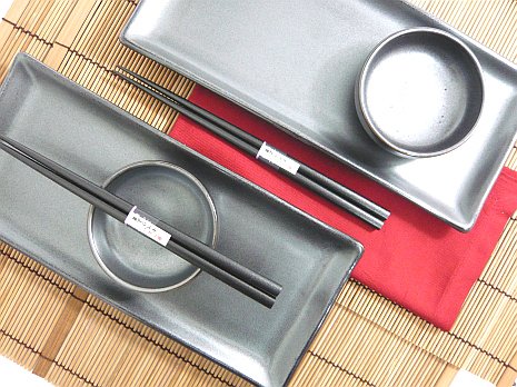MySushiSet - Juego de sushi de cristal negro para dos