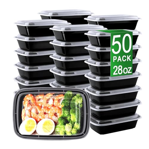 APSIC Meal Prep Containers, 50 Pack 28oz (100-Piece) Disposable Take Out Food...