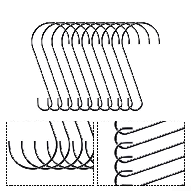 Lot de 10 crochets pour panier de fleurs d'extérieur pour suspendre des plantes, des décorations de jardin et des mangeoires à oiseaux en fer pour terrasse, balcon (noir)