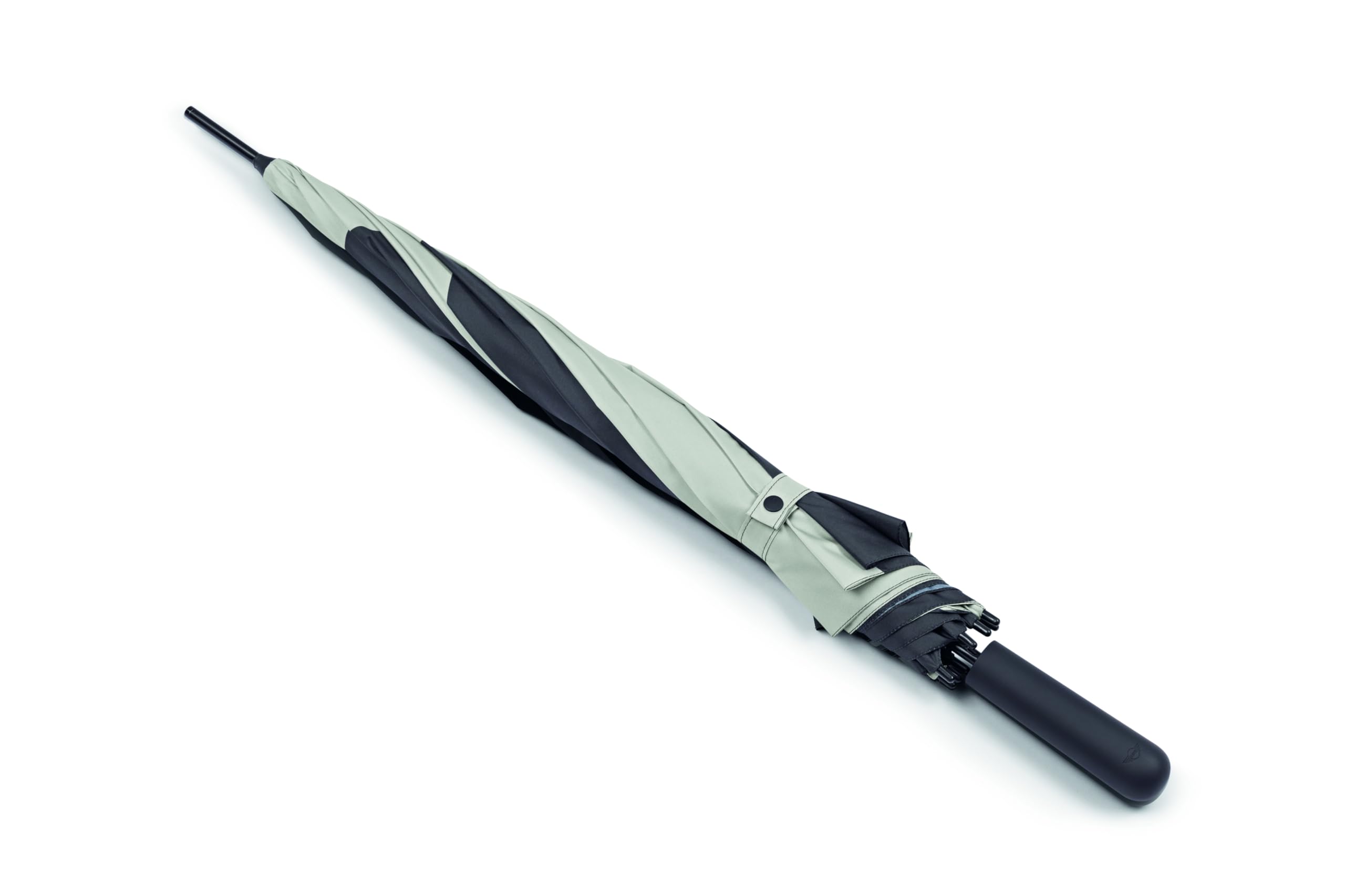 Mini Black/Grey Genuine Umbrella Walking Stick Car Face Detail Push Button