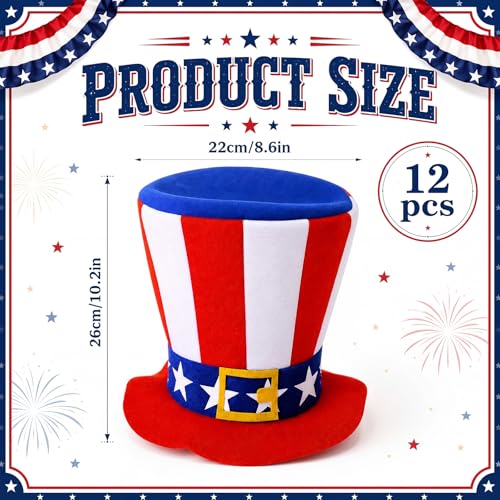 Image of Shyyween 12 /24 Pcs American Flag Plastic Hats Patriotic 4th of July Cowboy Hats White Blue Red Caps for Independence Day