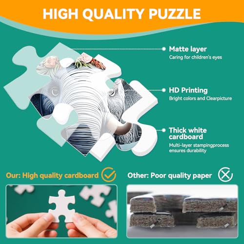 Set de 4 rompecabezas de 100 piezas para niños y adultos, con piezas grandes de animales y comida, ideal para actividades de demencia y Alzheimer, para edades de 3 a 120 meses, tamaño 15 x 10.2 pulgadas miniatura 4