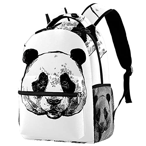 Sac à dos Panda Sketch Portrait-01 résistant avec porte-bouteille intégré