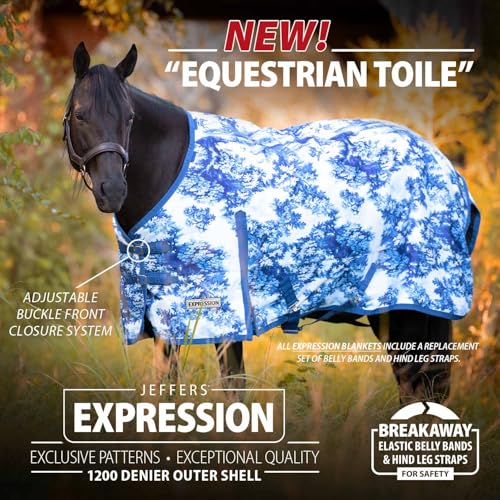 Jeffers Expression 1200 Denier Standard Neck Turnout Sheet, 84" - 0g Lightweight Waterproof Horse Blanket, Breathable Outdoor Rug with Straps, Gussets, Tail Flap, Adjustable Fit - Equestrian Toile - Image 3