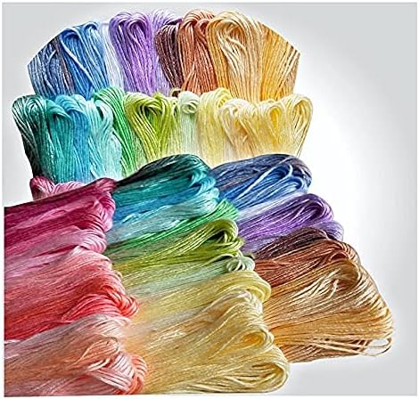 KRAFTO Cotton Embroidery Floss Skeins Cross Stitch Thread Friendship Bracelets Crafts Floss Light Shade 8M (Multicolor, Pack of (50)