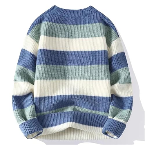 Men's Casual Crew Neck Long Sleeve Striped Knitted Sweater Pullovers2