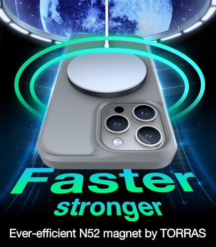 Image of TORRAS Magnetic Shockproof for iPhone 15 Pro Case Mil-Grade Drop Tested | Compatible with MagSafe, Shockproof Translucent Durable Slim Protective, Anti Scratch, Anti Fingerprint, Grey