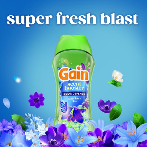 Image of Gain In-Wash Laundry Scent Booster Beads, Long-Lasting Fresh Beads for All Day Freshness and Odor Protection, Super Fresh Blast (Packaging May Vary), 21.1 Ounce (Pack of 4)