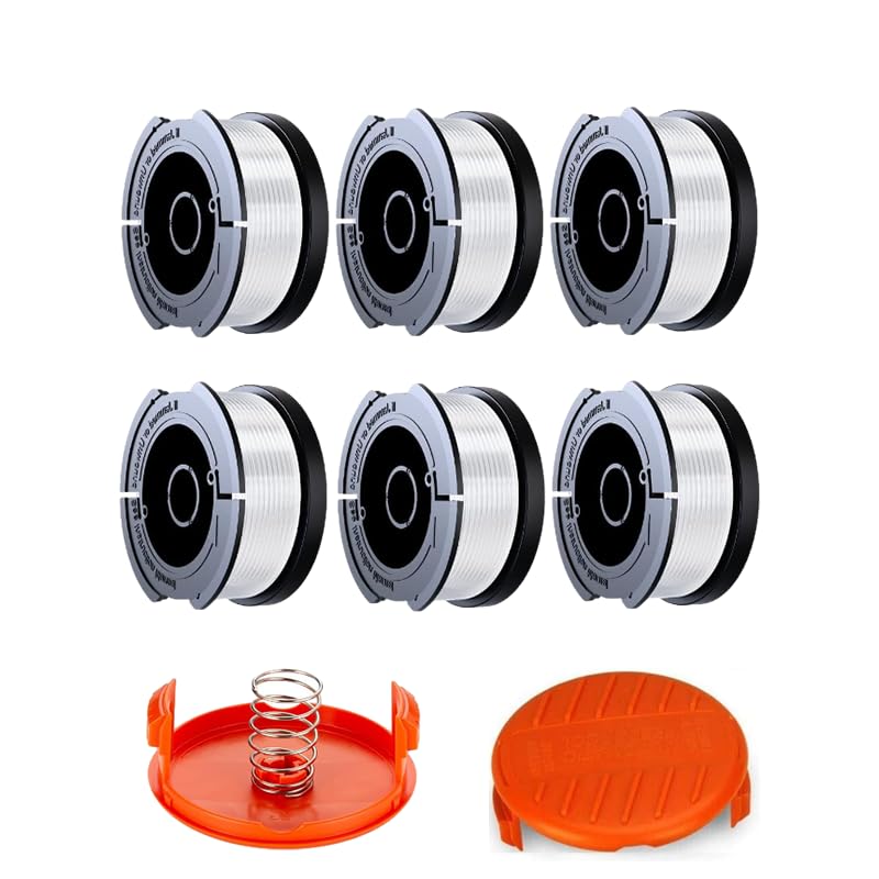 6 Tapas Cortacésped 1 Resorte Nylon Bobina Hilo Cortabores Black & Decker Accesorios Brozadora Carretes Cortacésped Bobina Repuesto Recortadora Repuestos para Muchos Tipos de Cortadoras de Césped