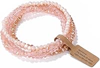 Lubrifico Boho Crystal Bracelet Set of 4 - 4mm Sparkling Beads Stackable Layering Stretch Bracelets for Women, Ideal Friendship Gifts