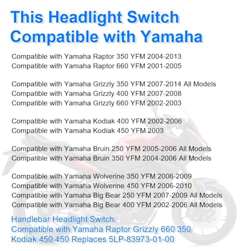 Commande de commutation Yamaha Grizzly avec interrupteur phare et clignotant - 2